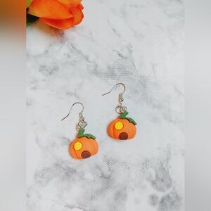 OpalGlaze Halloween Jewelry Pumpkin Earrings Dangles